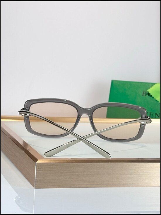 Bottega Veneta Transparent Grey Square Silver Knot Sunnies main image 6